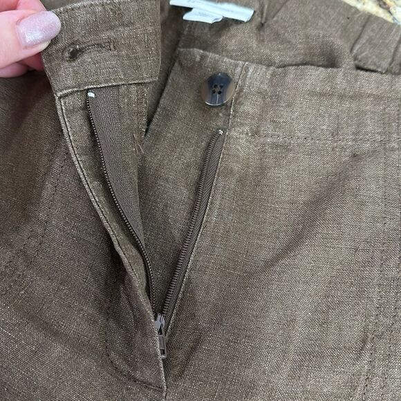 J. Jill Love Linen Brown Wide Leg Lagenlook Crop Pants Size MP - Picture 8 of 11